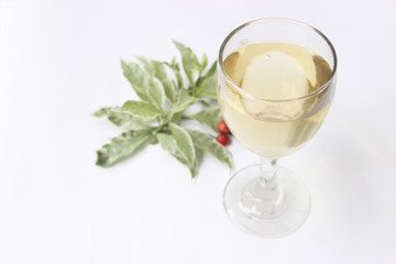 Green Tea in glass isolated on white 