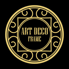 Vector art deco style circle frame. Art-deco decoration for text. Design element for boutique, restaurant, menu and logo template