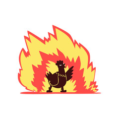 Chicken on fire, hot spicy poultry, creative logo design element vector Illustration