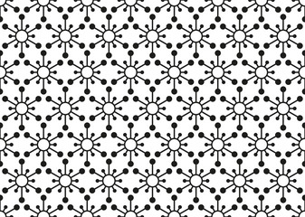 Abstract geometric pattern with lines, snowflakes. A seamless vector background. White and black texture. Graphic modern pattern.