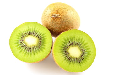 fresh green kiwi fruits isolated on a white background