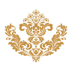 Damask graphic ornament. Floral design element. Gold vector pattern