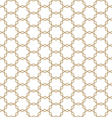 Seamless Japanese Geometric pattern kumiko in golden