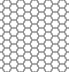 Seamless japanese pattern shoji kumiko in black and white.