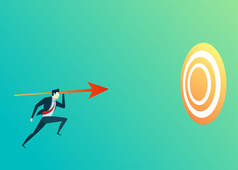business people illustration of leader shoot target arrow