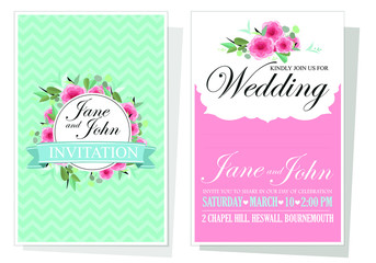 Wedding invitation card suite with daisy flower Templates.