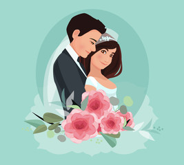Bride and groom. Couple. Wedding card