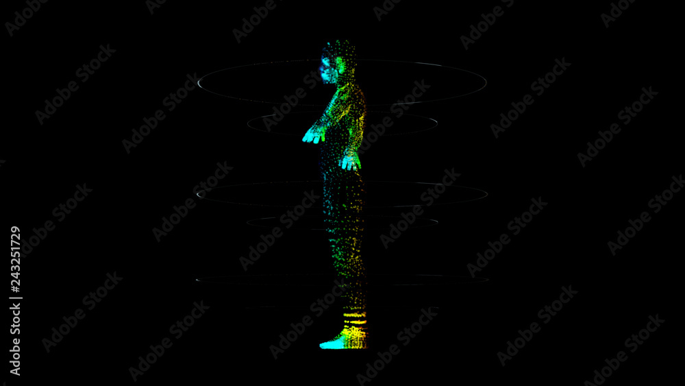 Aufkleber Futuristic motion element user interface information technology virtual biomedical holographic human body scan diagnostic with data and telemetry head up display for background computer desktop screen
