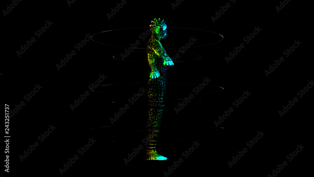 Aufkleber Futuristic motion element user interface information technology virtual biomedical holographic human body scan diagnostic with data and telemetry head up display for background computer desktop screen