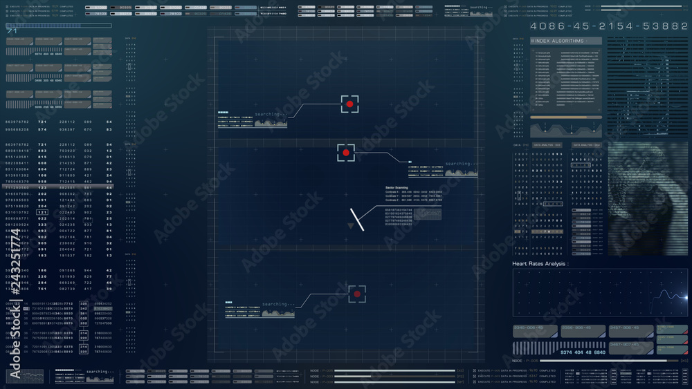 Poster Futuristic motion element user interface information technology virtual biomedical holographic human body scan diagnostic with data and telemetry head up display for background computer desktop screen