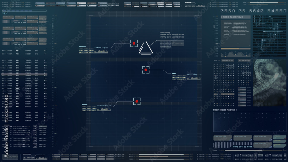 Poster Futuristic motion element user interface information technology virtual biomedical holographic human body scan diagnostic with data and telemetry head up display for background computer desktop screen