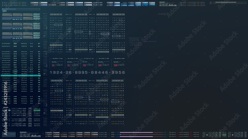 Poster Futuristic motion graphic user interface head up display screen with digital hologram Nuclear Fusion energy simulator and data telemetry information display for digital background
