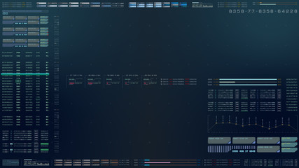 Futuristic motion graphic user interface head up display screen with digital hologram Nuclear Fusion energy simulator and data telemetry information display for digital background