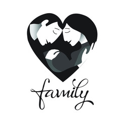 Illustration of a pregnant couple. Concept of maternity, love and care. 