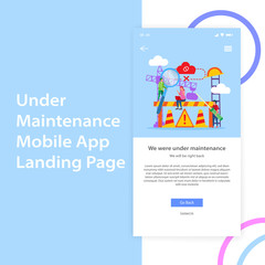 Mobile App Under Maintenance Landing Page UI Design Template