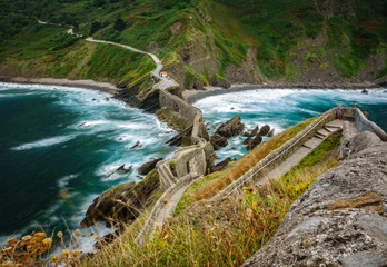 San juan de Gaztelugatxe zigzag silk water top view