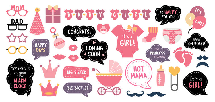 Baby shower photo booth photobooth props set