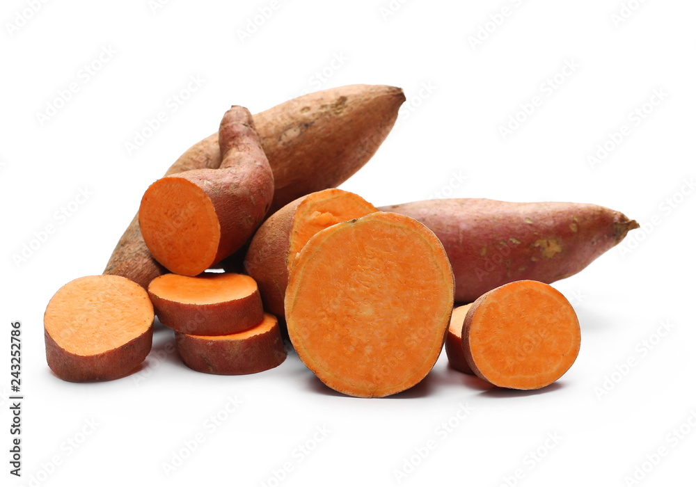Wall mural Sweet potato slices isolated on white background - Wall murals