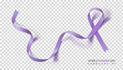 World Cancer Day concept. Lavender Ribbon. Vector Illustration.