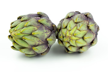Obraz premium globe artichokes isolated on white copy space