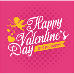 Romantic valentine greeting card with little fairy