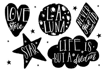 Hand drawn set of speech bubbles with handwritten.