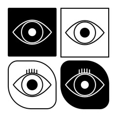 eye set of vector black and white icons