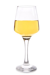 Glass of wine on white background