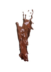 Splash of hot chocolate on white background