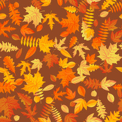 Naklejka na ściany i meble Autumn leaves background seamless pattern. EPS 10