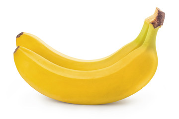 Pair of ripe yellow bananas, isolated on white background