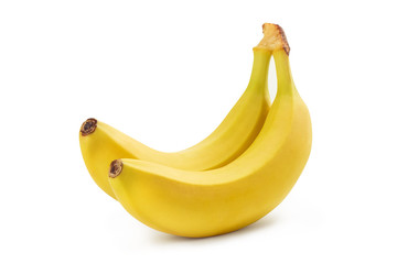Pair of ripe yellow bananas, isolated on white background