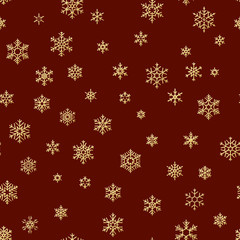 Naklejka na ściany i meble Christmas seamless pattern from white snowflakes on red background. EPS 10