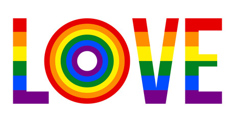 Love Text With Round Colors of LGBT (Lesbian, Gay, Bisexual and Transgender) Flag in Vector Illustration Format.
