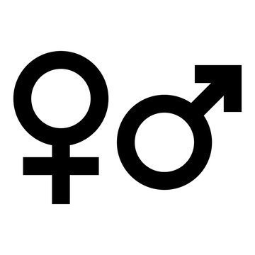 Male and female gender symbol. Simple black flat icon with on white background. Vector illustration.
