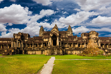 Sunrise on Angkor Wat Temple in Cambodia.