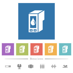 Ink cartridge flat white icons in square backgrounds