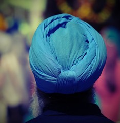 Turban blue of a senior bearded man