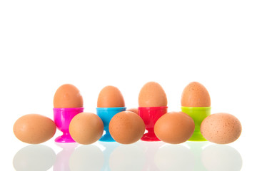 Egg cups with eggs