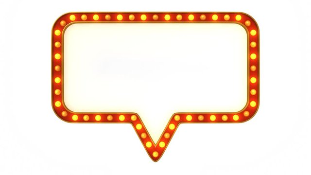 Red marquee gold light board sign retro on white background. 3d rendering