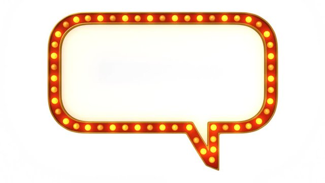 Red marquee gold light board sign retro on white background. 3d rendering