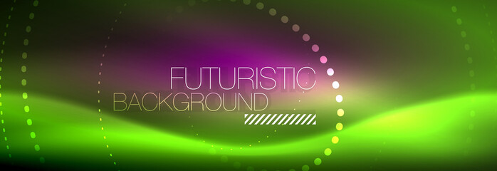 Green neon dotted circles background