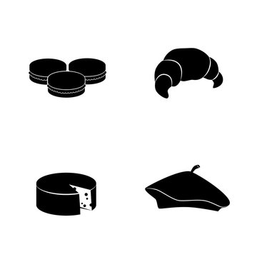 France, Paris symbols. Vector icon set.