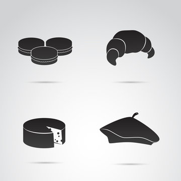 France, Paris vector icon set.