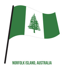 Norfolk Island Flag Waving Vector Illustration on White Background. Territory Flag of Australia.