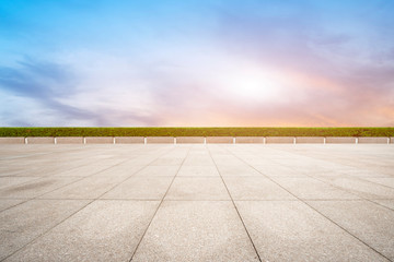 Empty square tiles and beautiful sky scenery