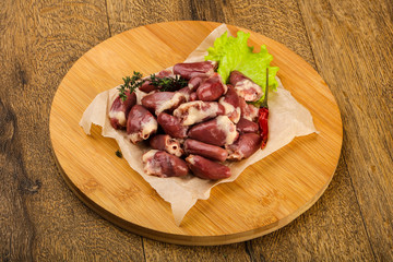 Raw chicken hearts