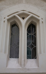 Plaster wall with old window