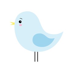 Vector Cartoon style Cute Blue Bird Isolated
