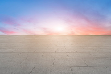 Fototapeta premium Empty square tiles and beautiful sky scenery